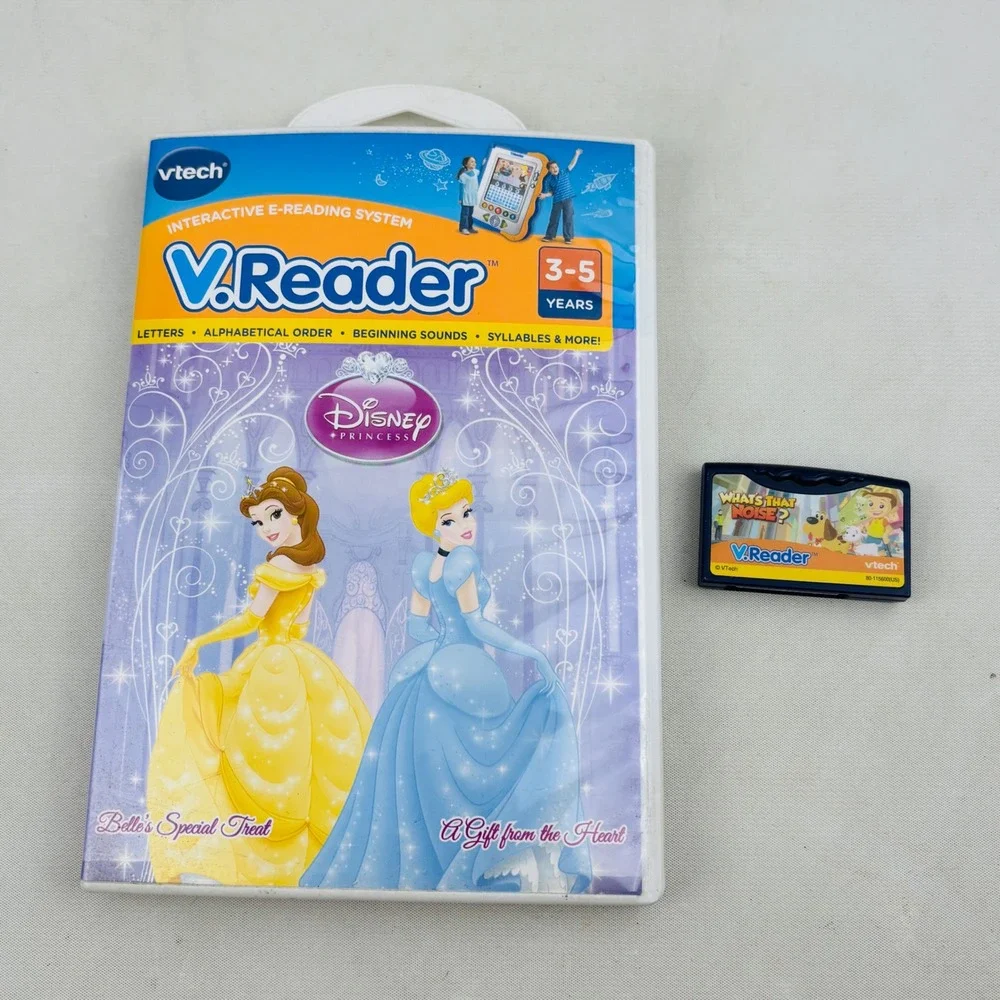 VTech V.Reader Pink Case 8 Game Lot Hello Kitty Toy Story Disney Princess Olivia